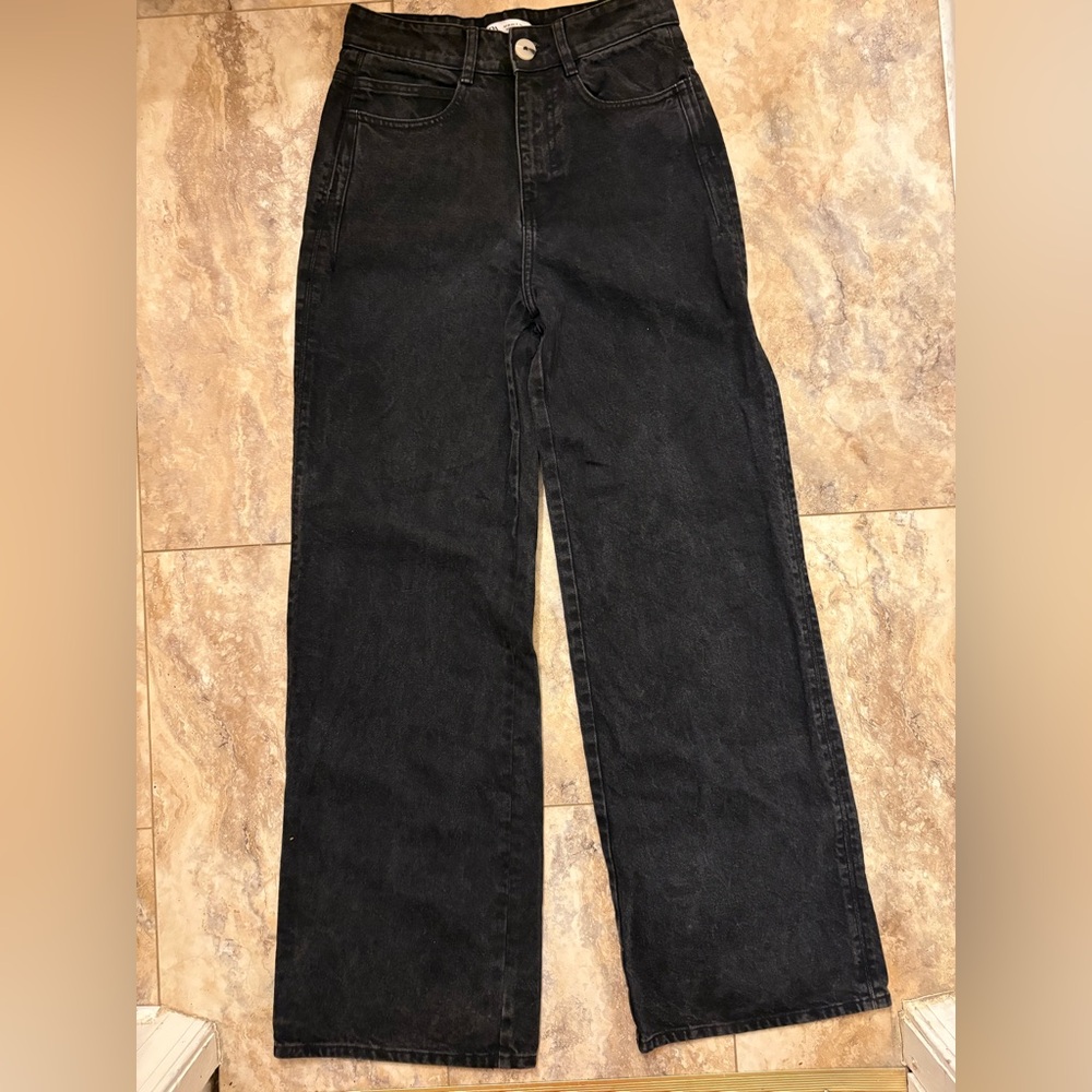 NWOT Zara Black Wide Leg Jeans Women’s Size 6